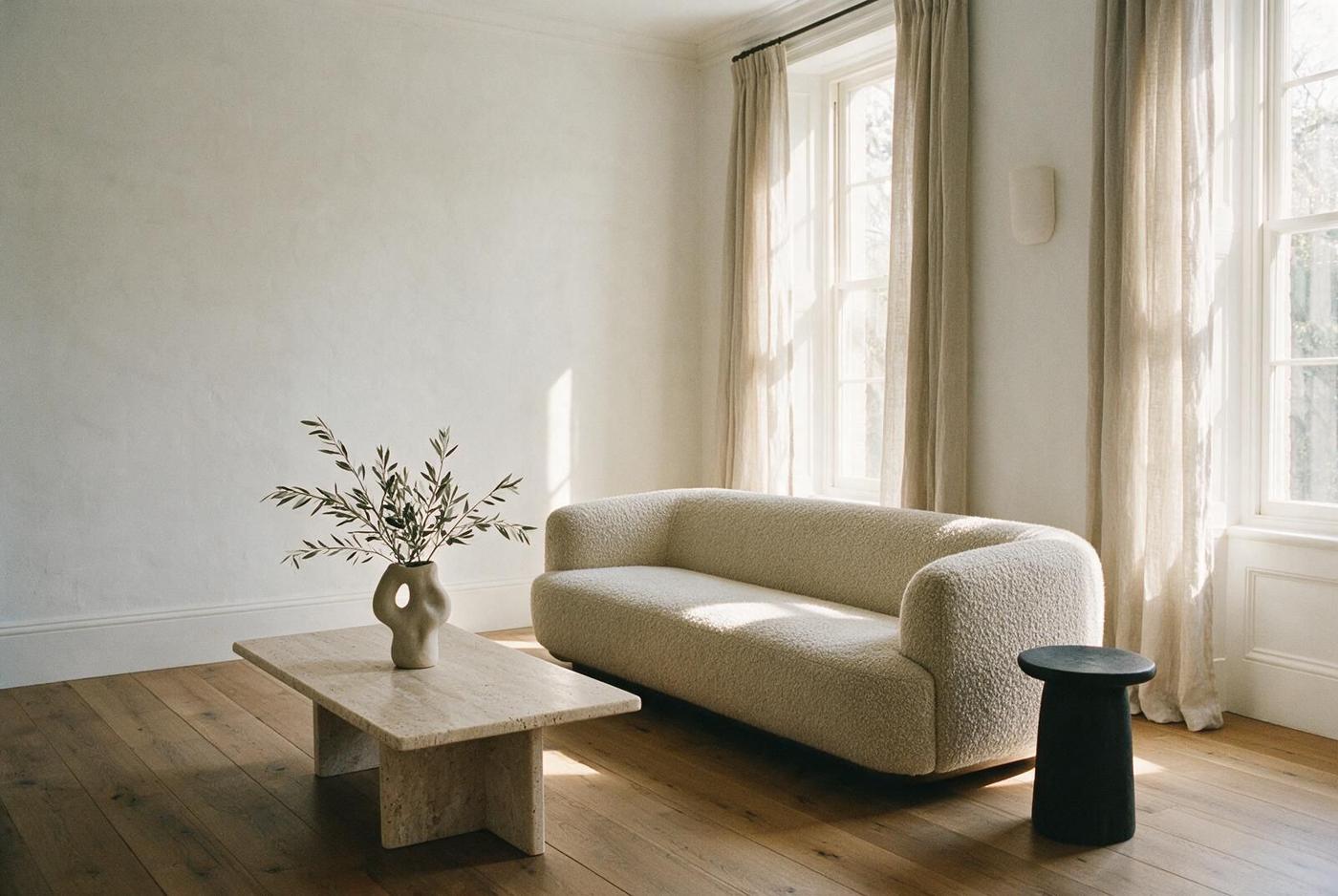 Placeholder image: a calm, light-filled living room in warm neutrals
